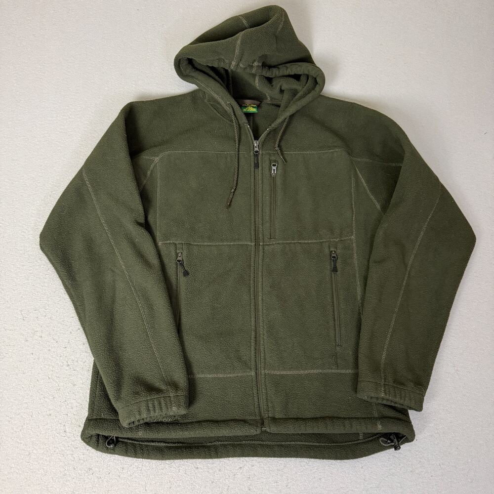 Cabela's Men's M Tall Olive Green Hooded Full Zip Fleece Jacket Outdoor